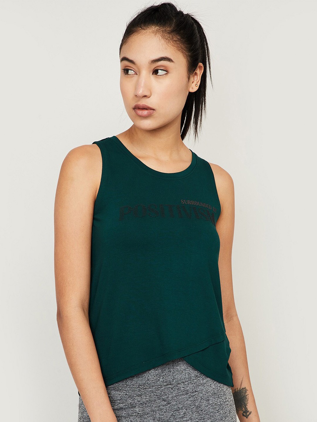 

Kappa Women Green Typography Training or Gym T-shirt
