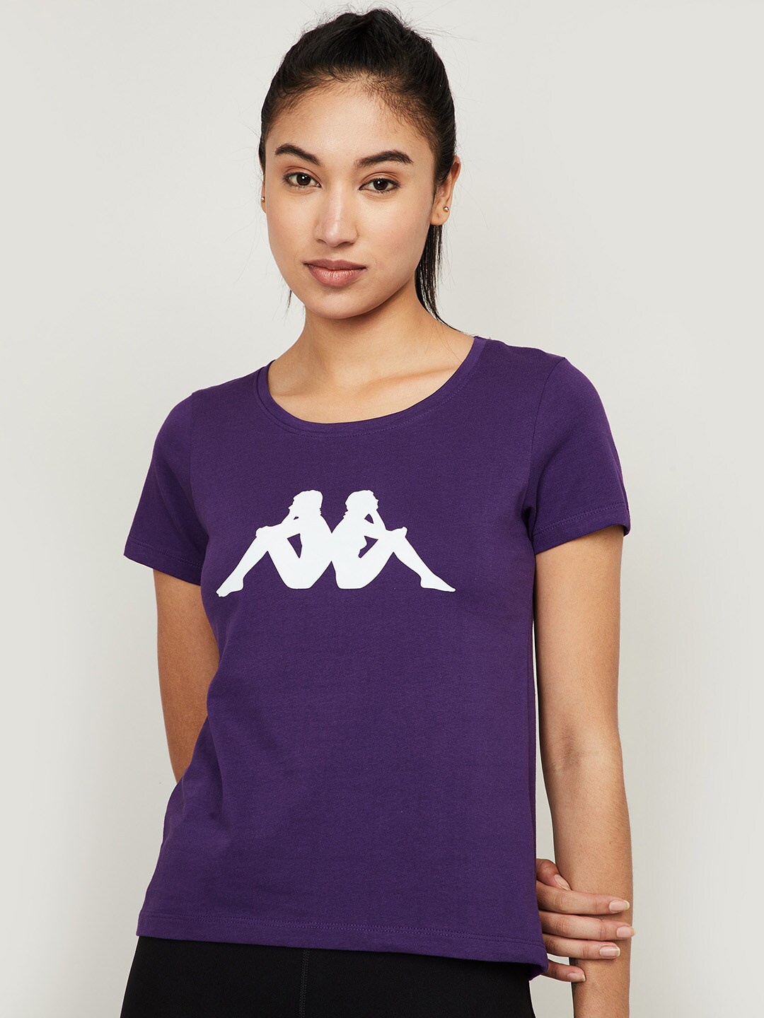 

Kappa Women Purple Printed Training or Gym T-shirt