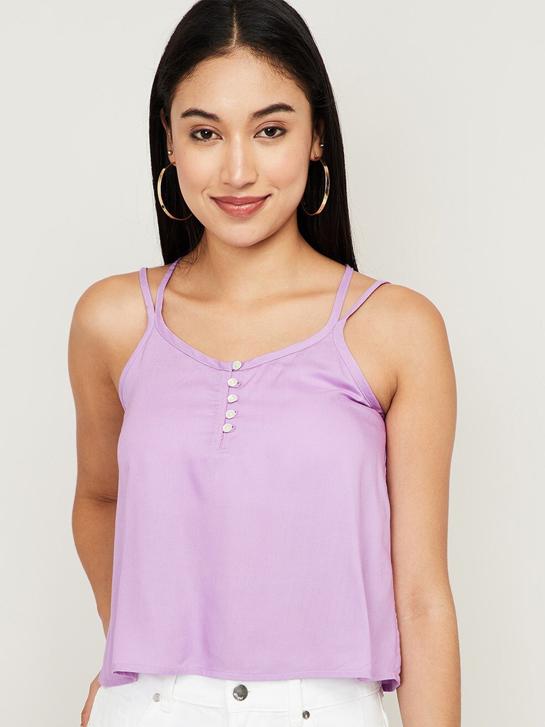

Ginger by Lifestyle Purple Viscose Rayon Crop Top