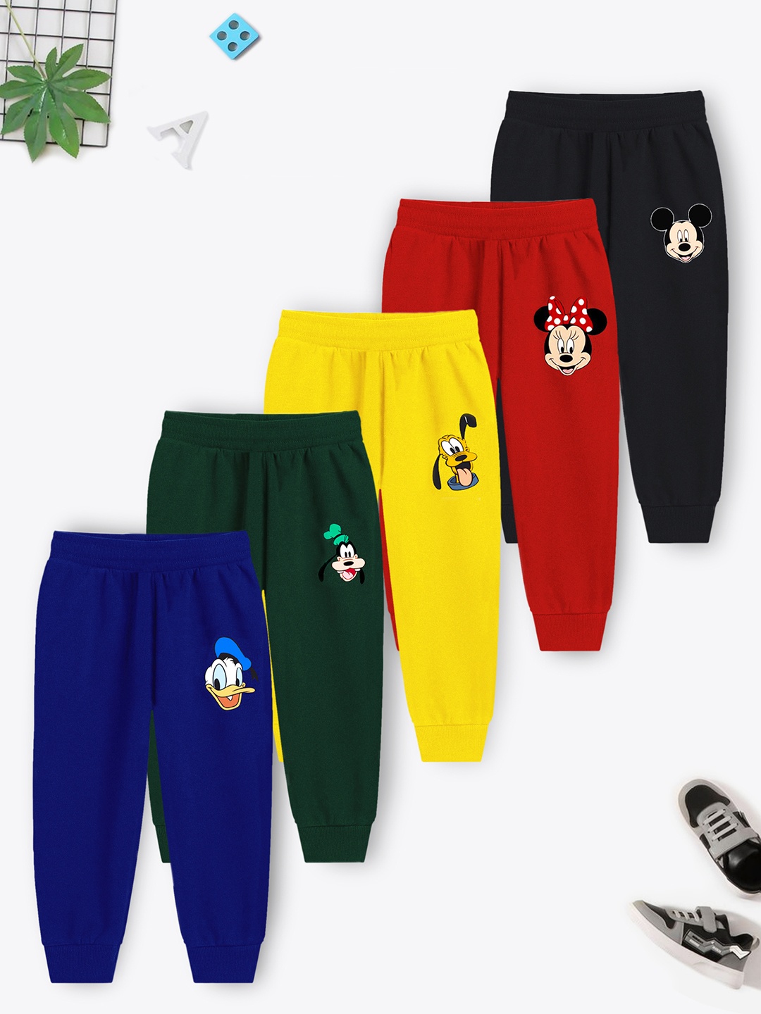 

YK Disney Boys Pack of 5 Multicolored Disney Printed Regular Joggers, Multi