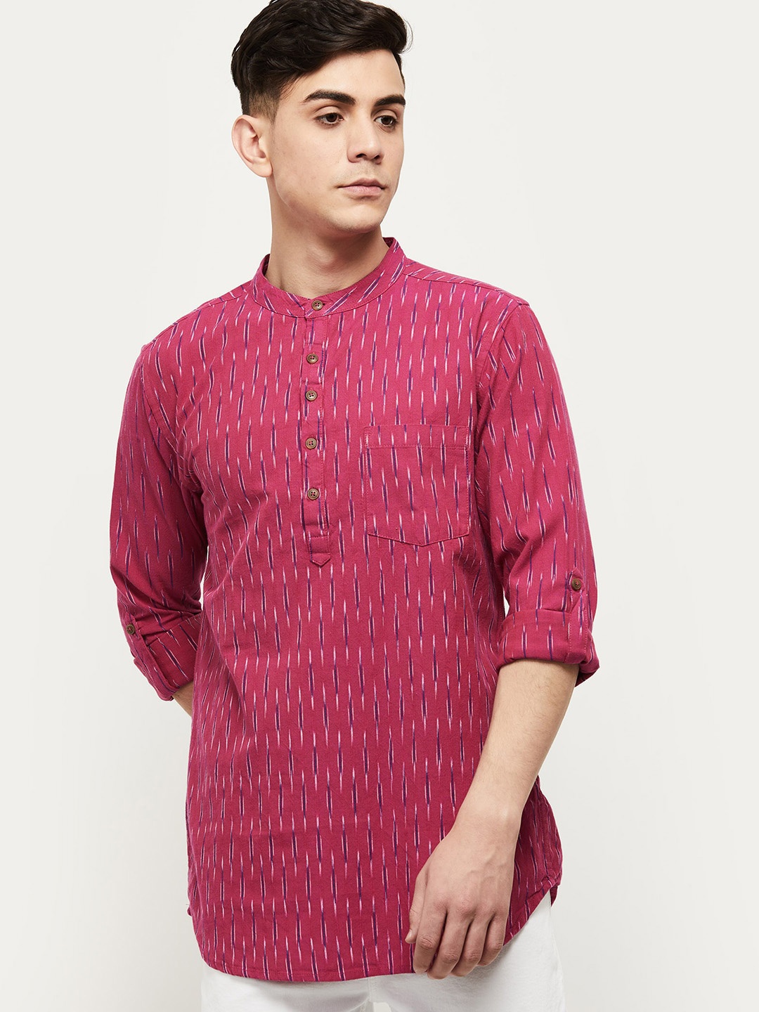 

max Men Pink Geometric Kurta