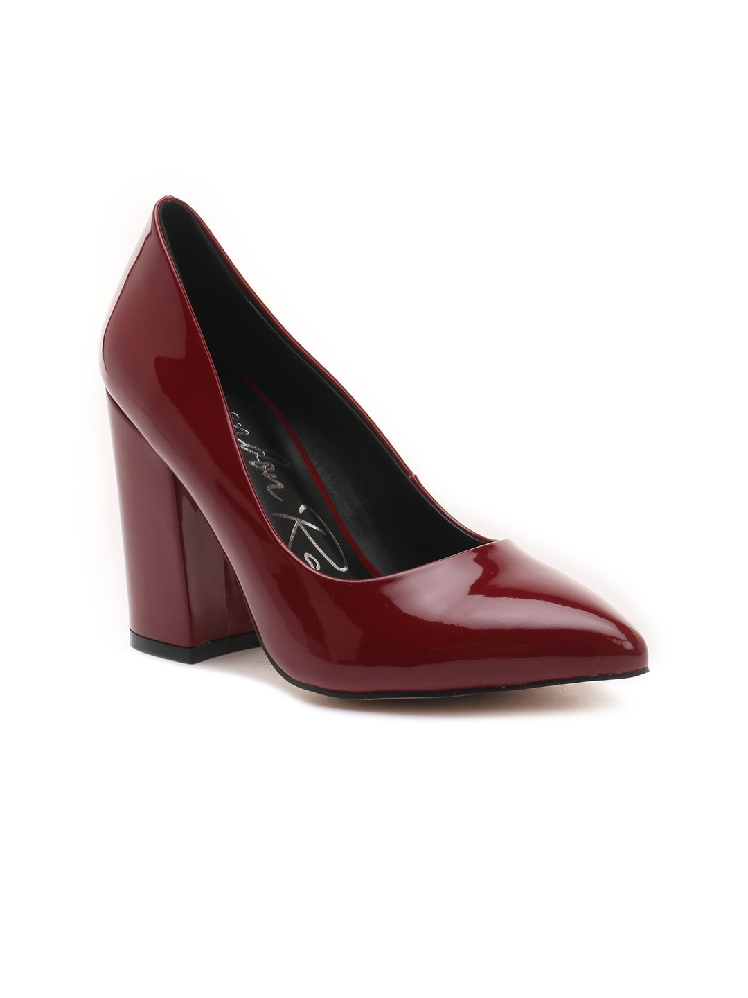 

London Rag Burgundy Block Heeled Formal Pumps