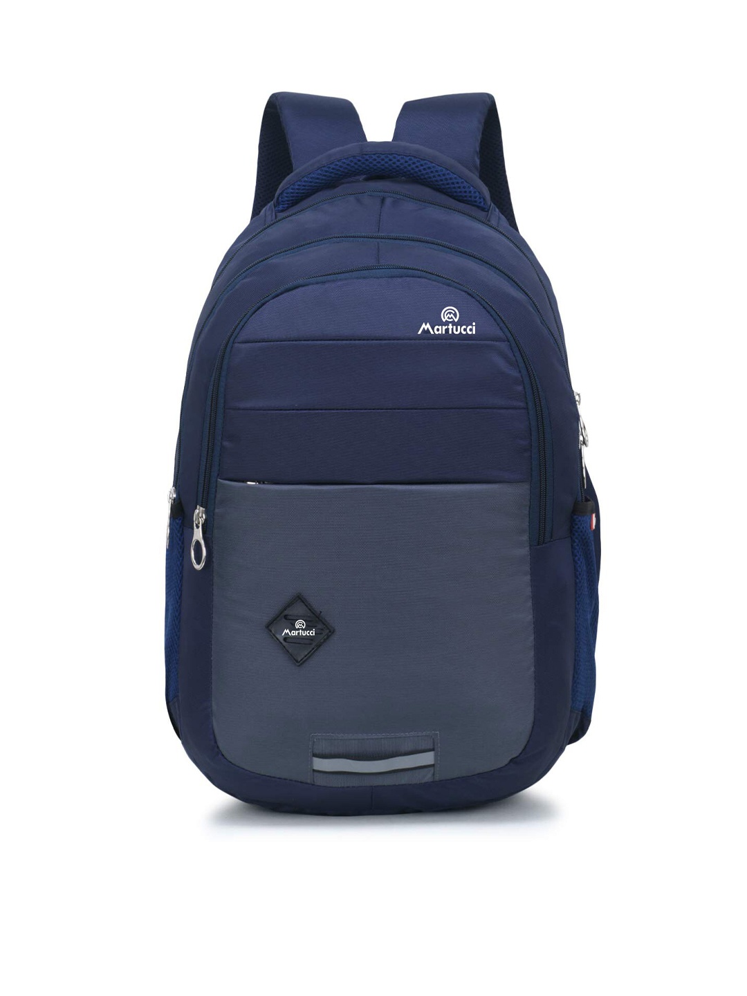 

Martucci Unisex Navy Blue Brand Logo Laptop Backpack with Reflective Strip