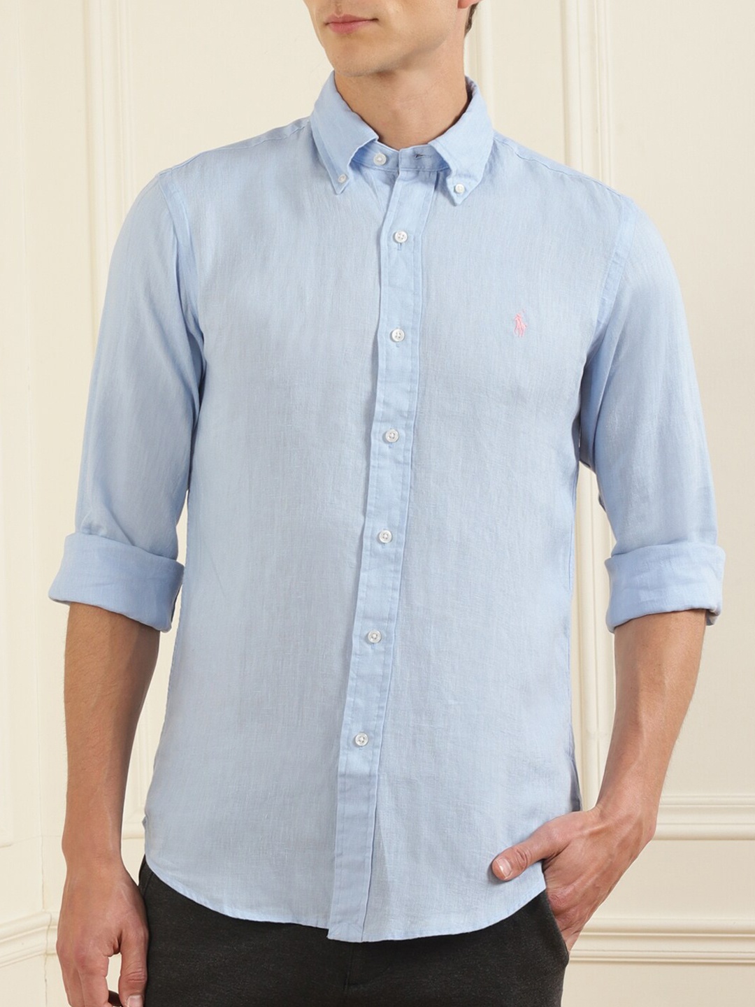 

Polo Ralph Lauren Men Blue Solid Casual Shirt
