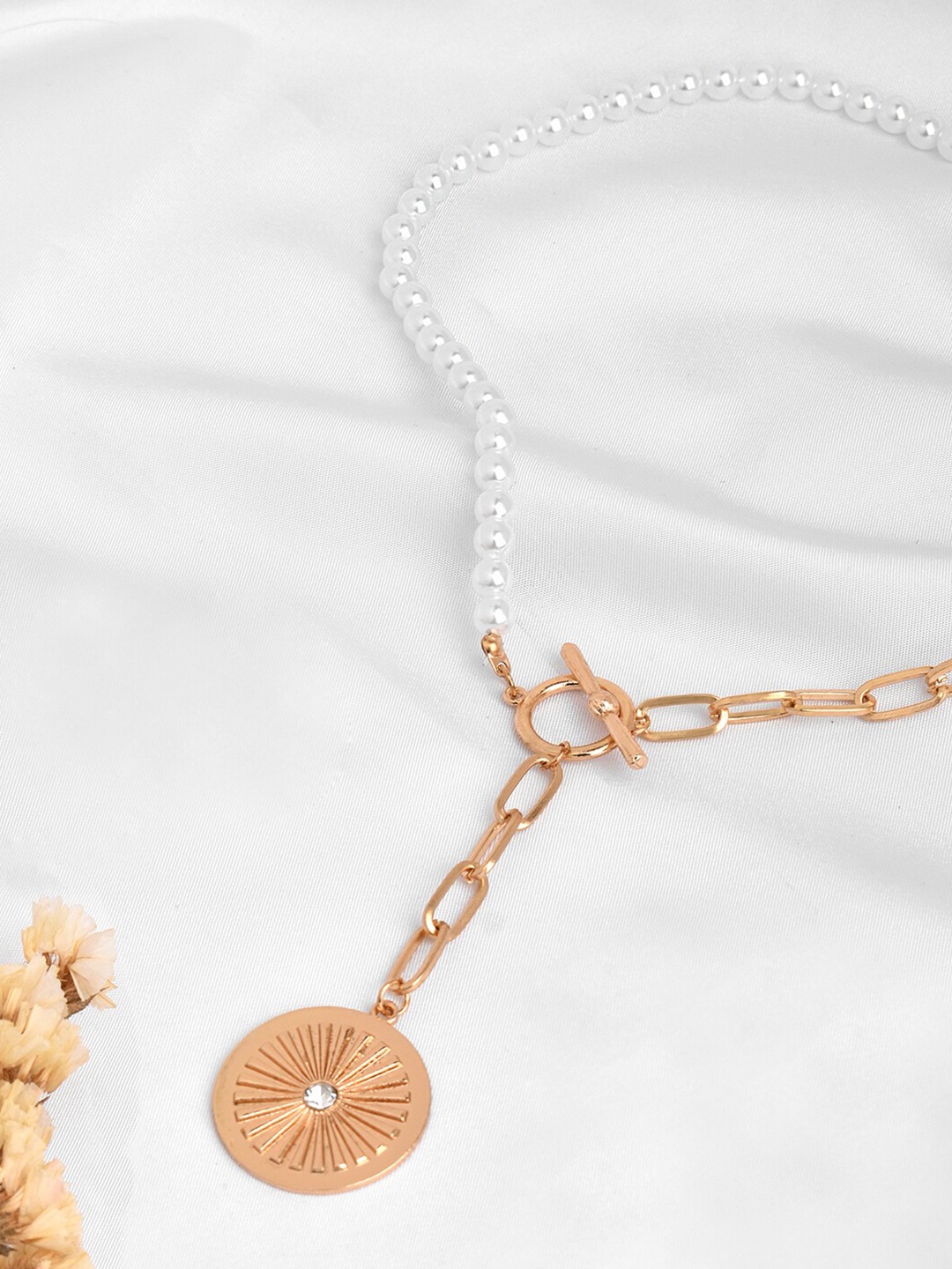 

BEWITCHED Women Gold & White-Toned Minimal Necklace