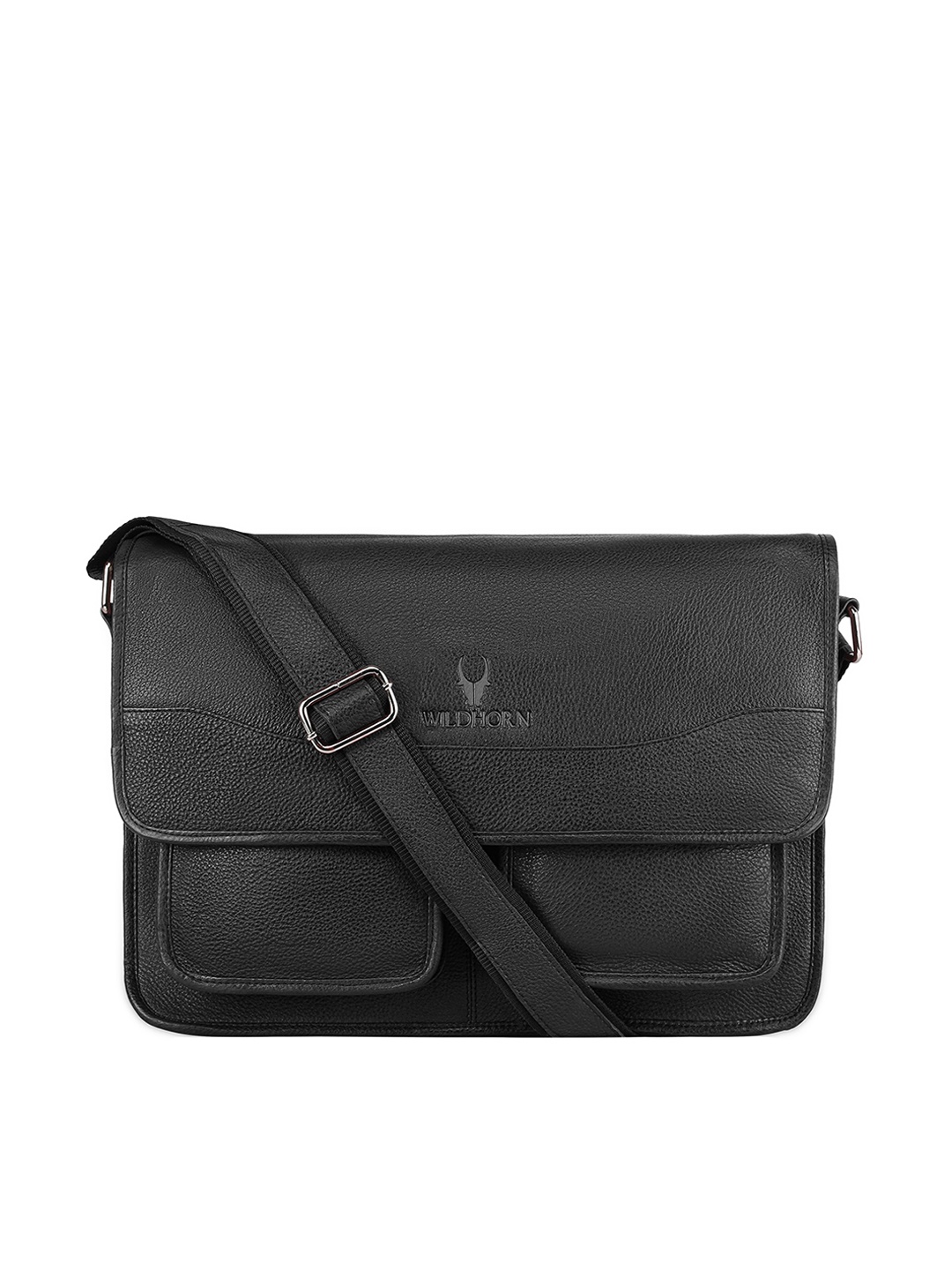 

WildHorn Men Black Genuine Leather Messenger Bag