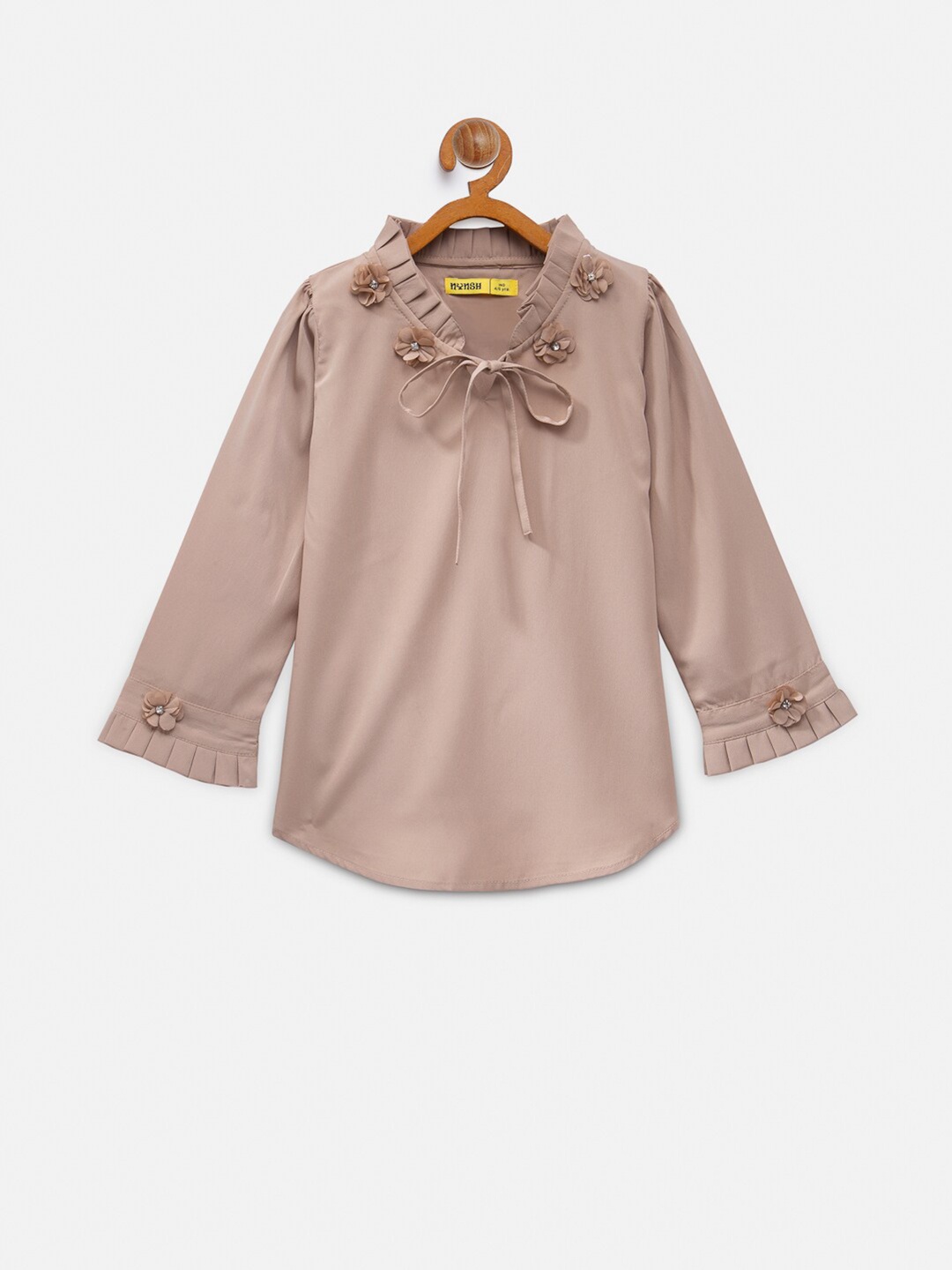 

NYNSH- PlusS Kids Beige Tie-Up Neck Top