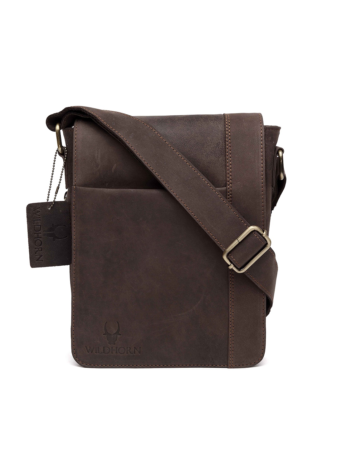 

WildHorn Men Brown Genuine Leather Messenger Bag