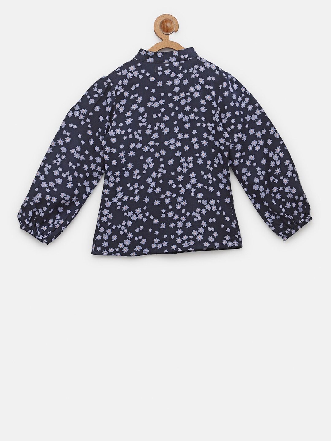 

NYNSH- PlusS Kids Girls Navy Blue Floral Print Pleated Top