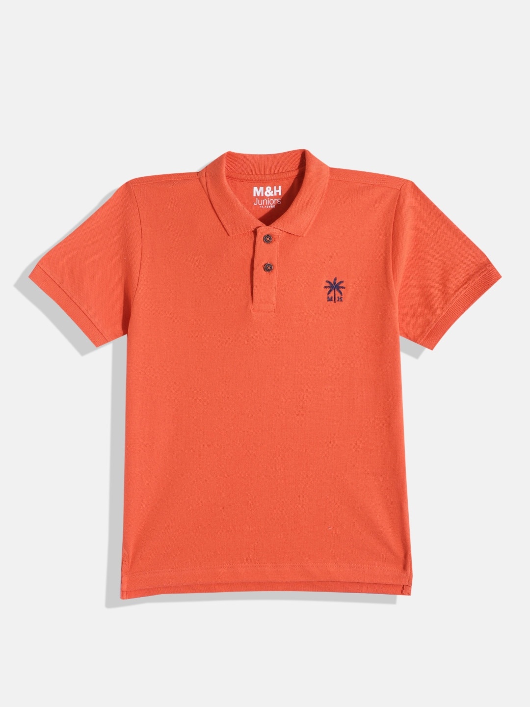 

M&H Juniors Boys Pure Cotton Polo Collar T-shirt, Orange