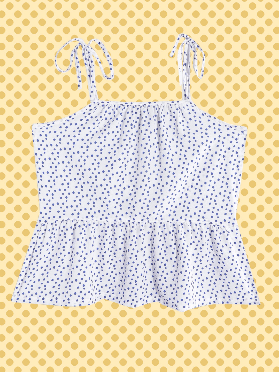 

M&H Juniors Girls White & Blue Printed A-Line Top
