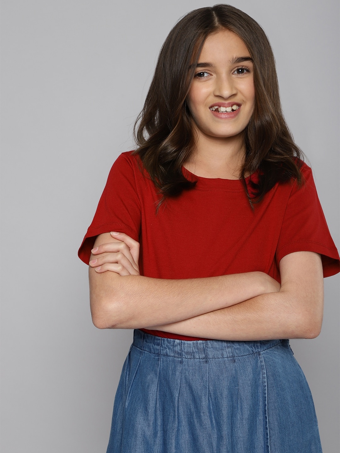 

M&H Juniors Girls Red Pure Cotton T-shirt