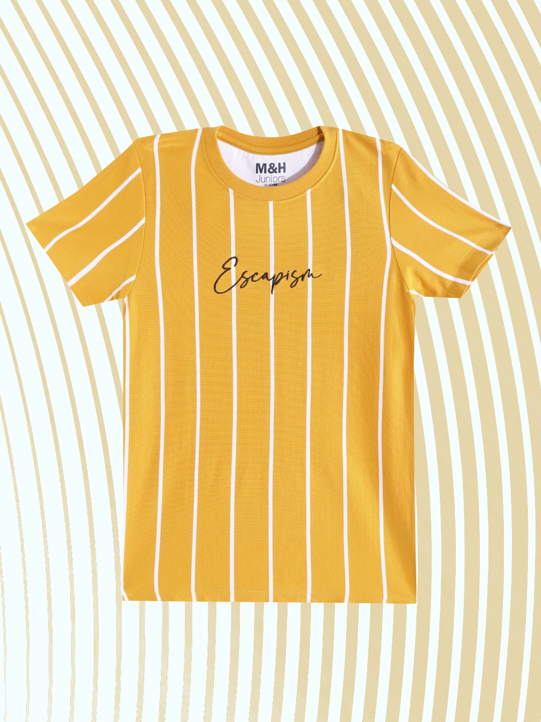 

M&H Juniors Boys Mustard Yellow & White Striped T-shirt