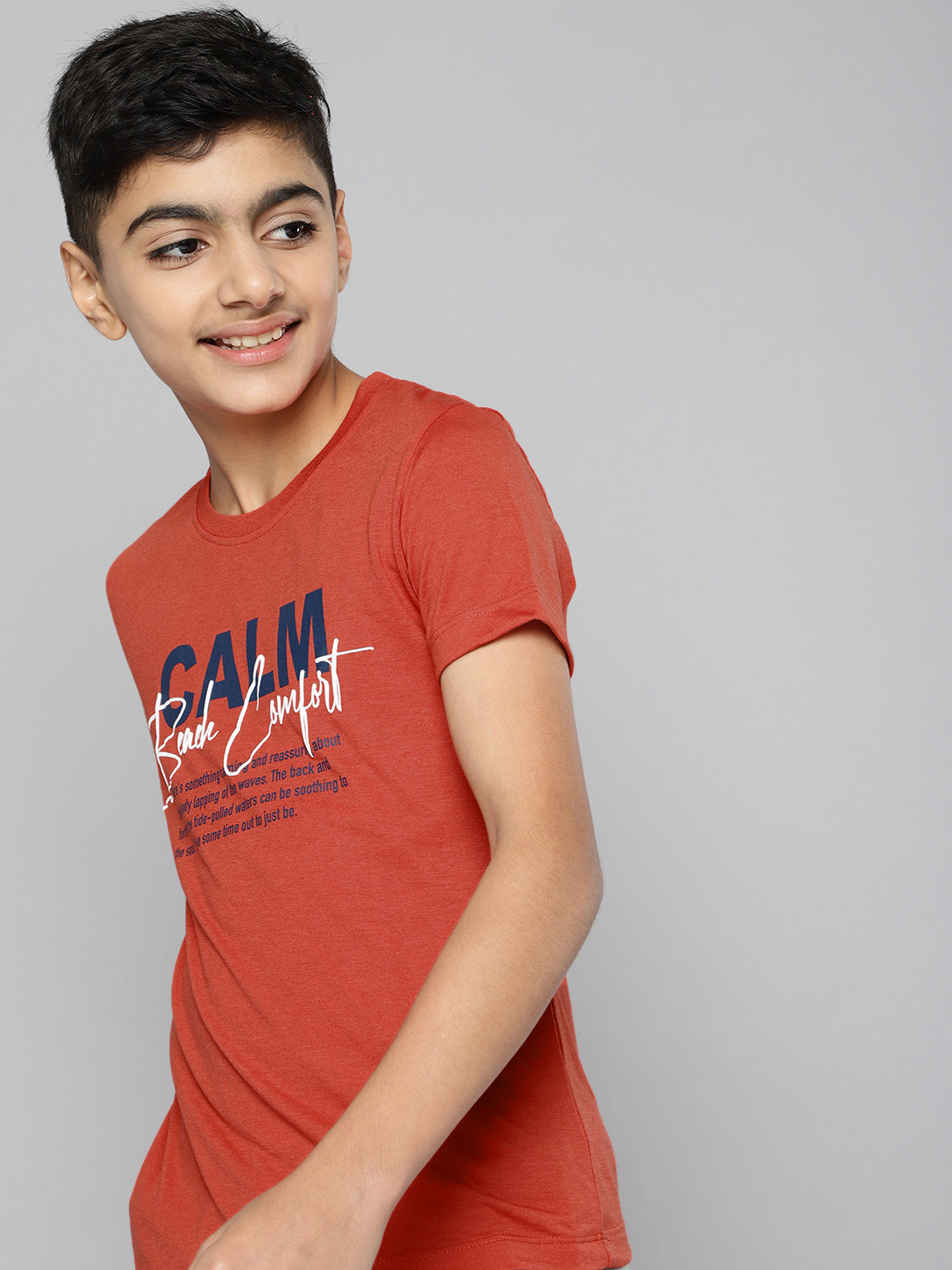 

M&H Juniors Boys Rust Typography Printed T-shirt