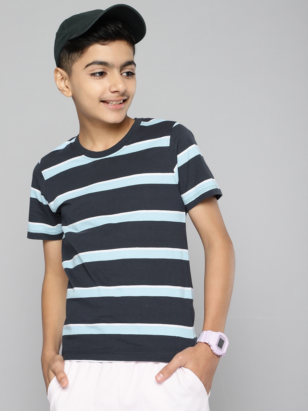 

M&H Juniors Boys Blue Striped T-shirt