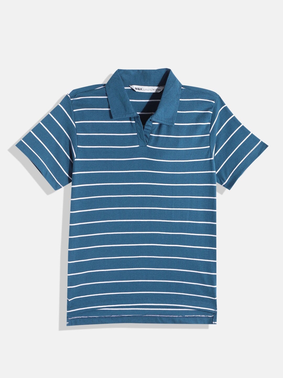 

M&H Juniors Girls Striped Polo Collar T-shirt, Blue