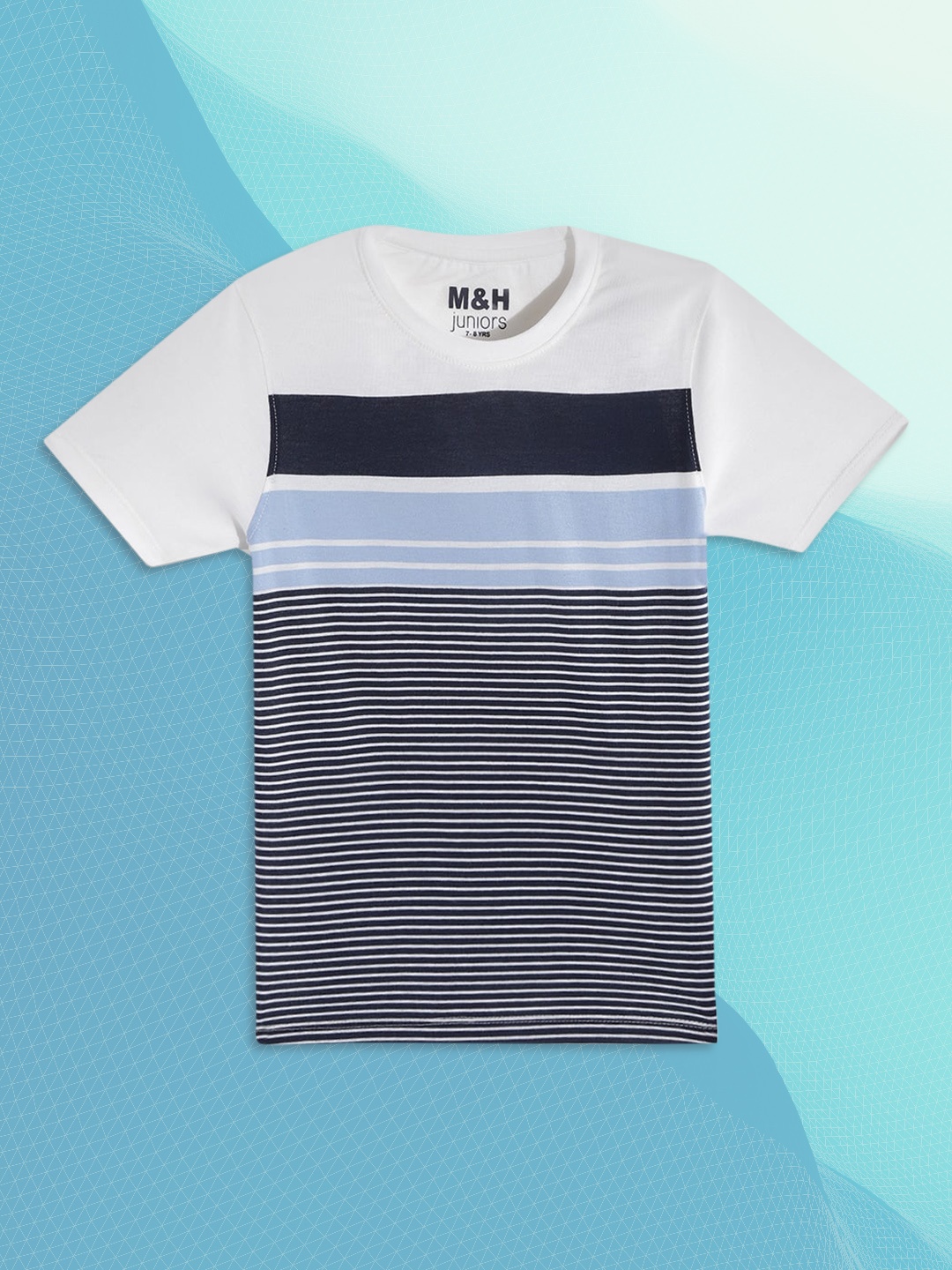 

M&H Juniors Boys Off White & Blue Striped T-shirt
