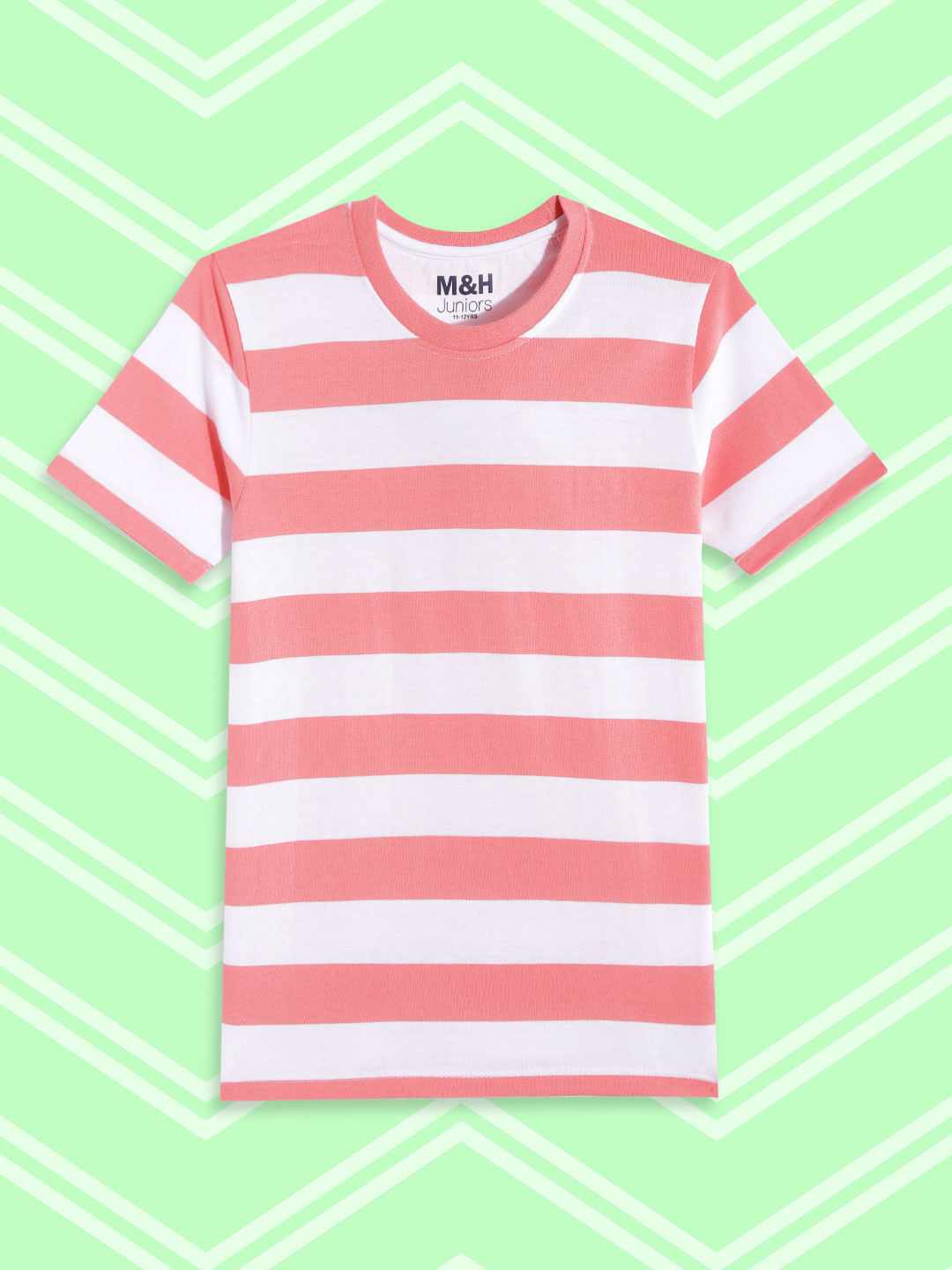

M&H Juniors Boys Coral Pink & White Striped T-shirt