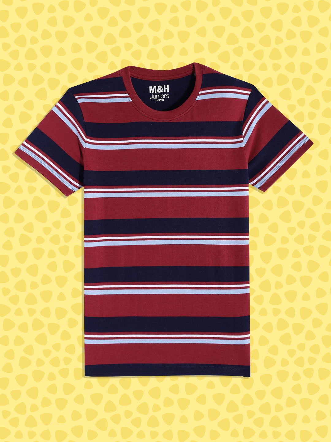 

M&H Juniors Boys Maroon & Navy Blue Striped T-shirt