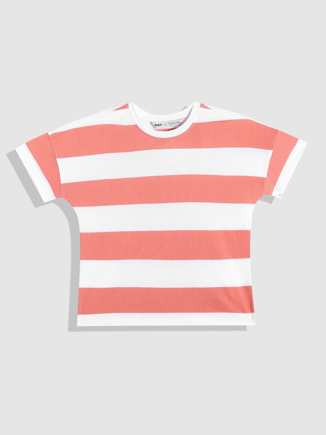 

M&H Juniors Girls Coral & White Striped T-shirt