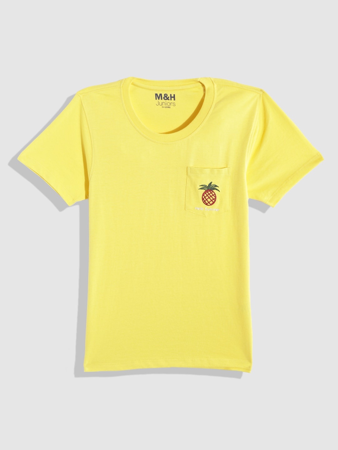 

M&H Juniors Boys Yellow Solid T-shirt