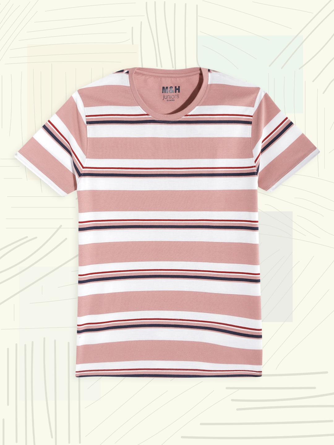 

M&H Juniors Boys Dusty Pink & White Striped T-shirt, Rose
