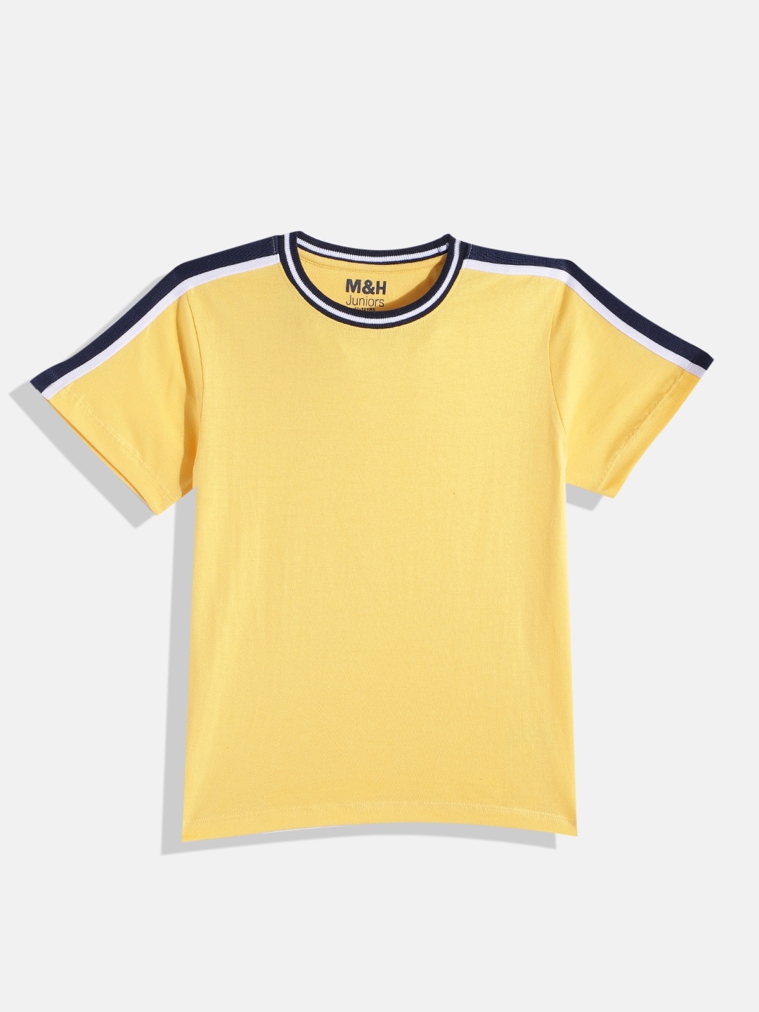 

M&H Juniors Boys Pure Cotton Round Neck T-shirt, Yellow