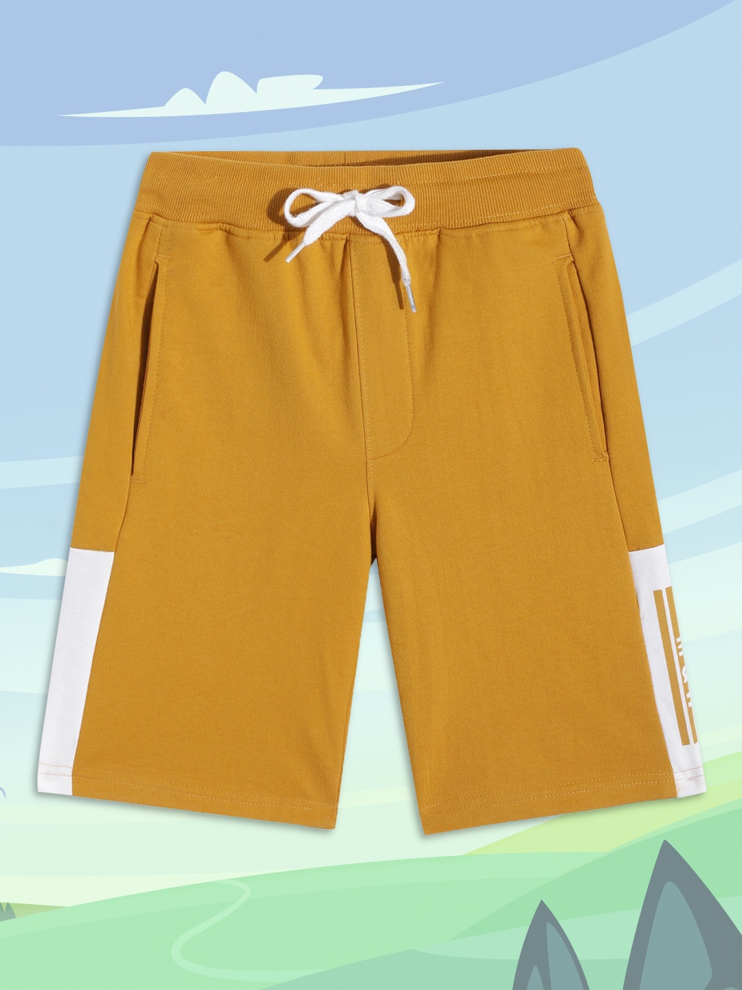 

M&H Juniors Boys Mustard Yellow Solid Shorts