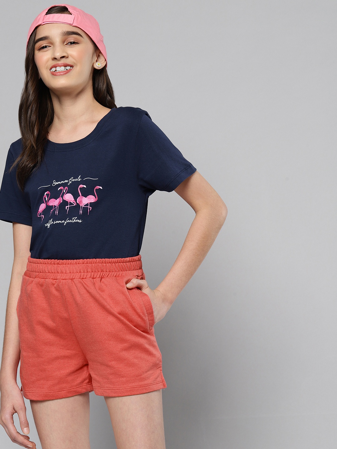 

M&H Juniors Girls Pink Solid Shorts