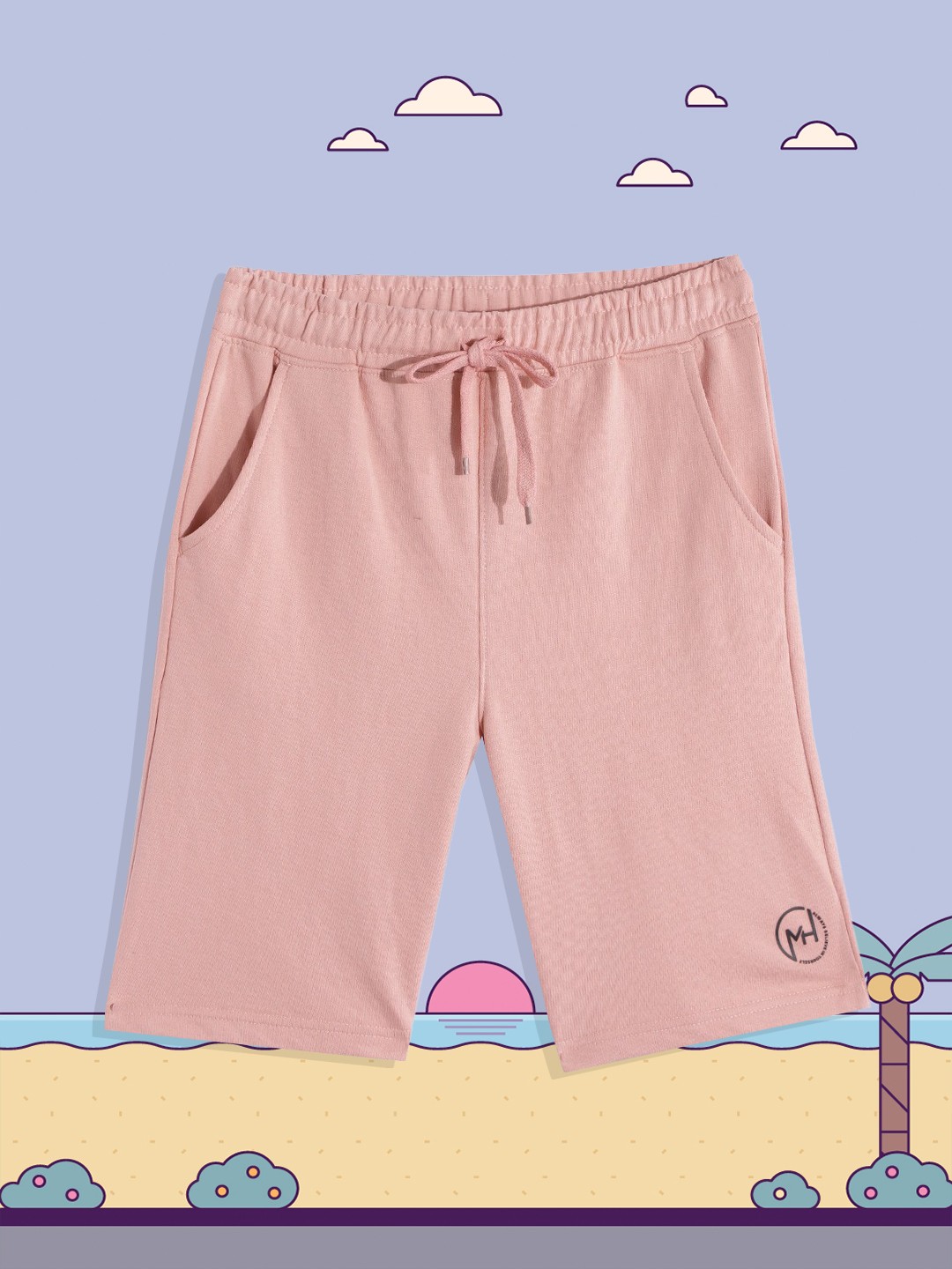 

M&H Juniors Boys Peach-Coloured Solid Shorts