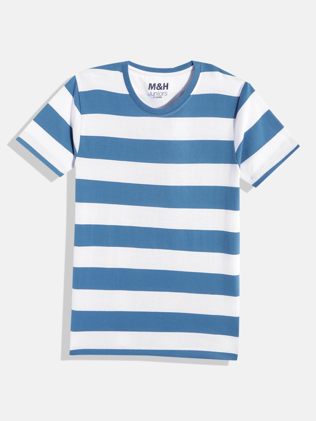 

M&H Juniors Boys White & Blue Striped T-shirt