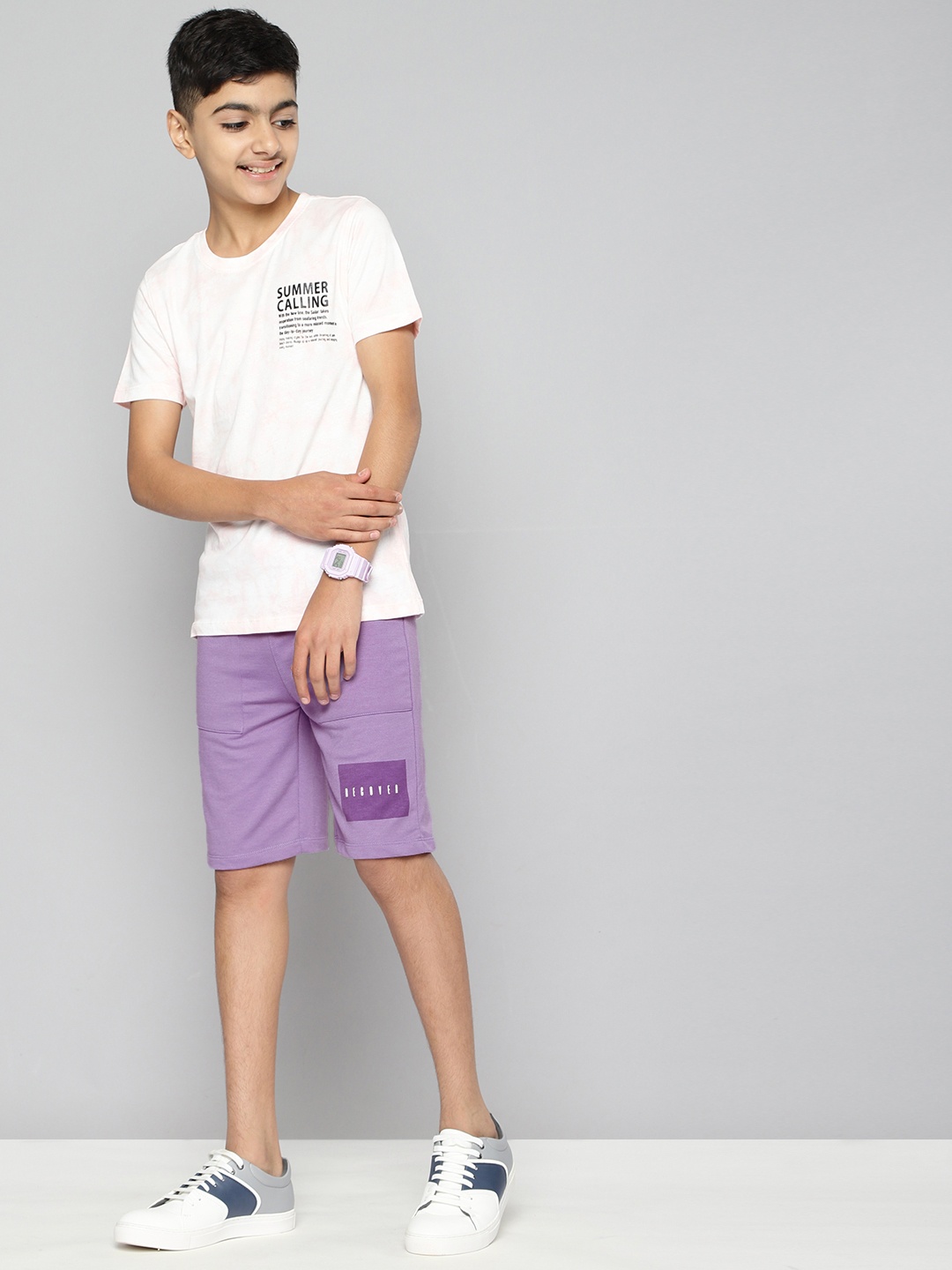 M&H Juniors Boys Lavender Solid Shorts