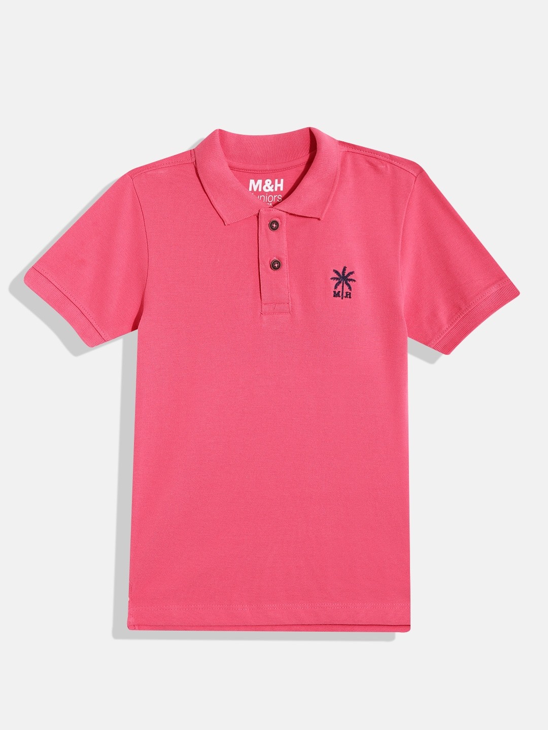 

M&H Juniors Boys Polo Collar Pure Cotton T-shirt, Fuchsia