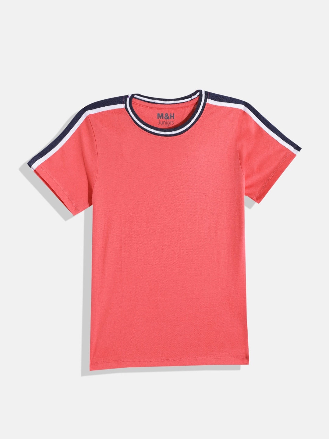 

M&H Juniors Boys Pure Cotton Round Neck T-shirt, Pink