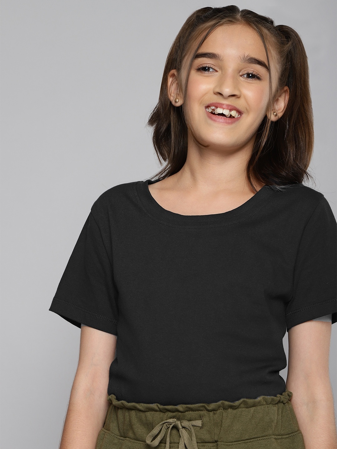 

M&H Juniors Girls Black Pure Cotton T-shirt