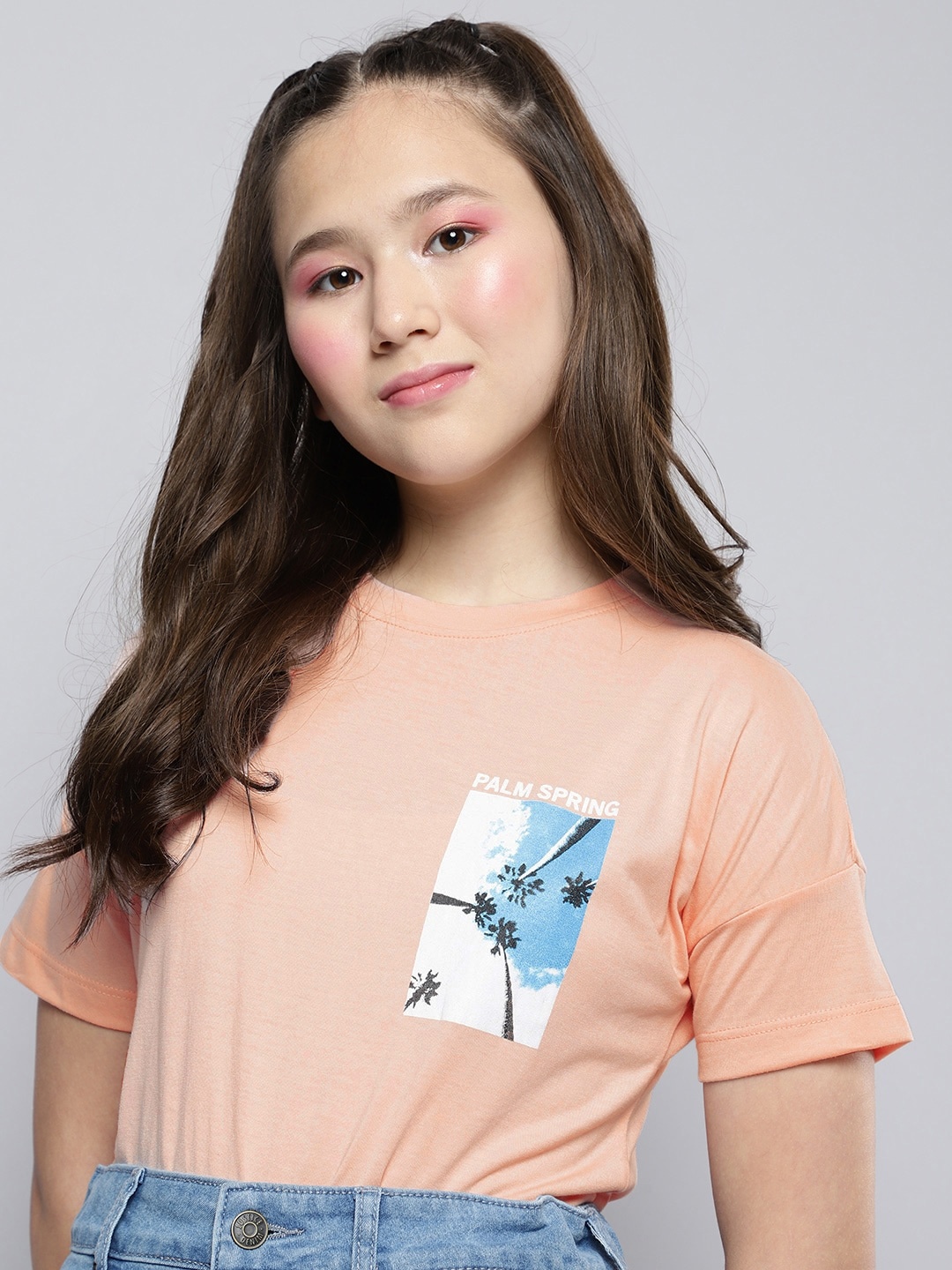 

M&H Juniors Girls Pink SOlid T-shirt