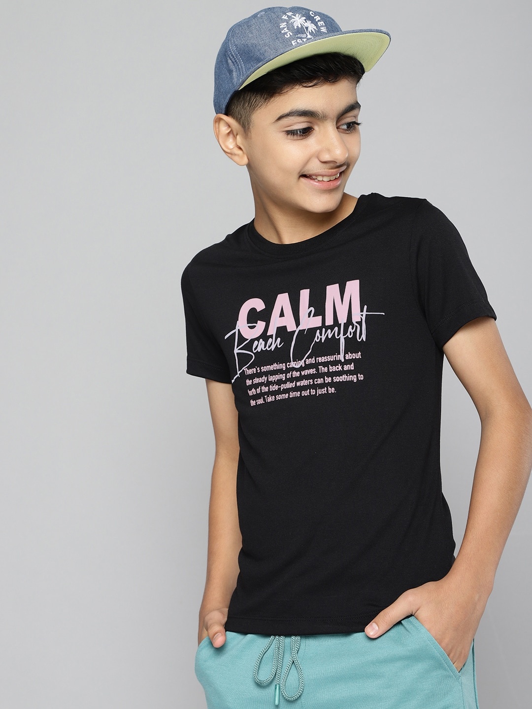 

M&H Juniors Boys Black Typography Printed T-shirt