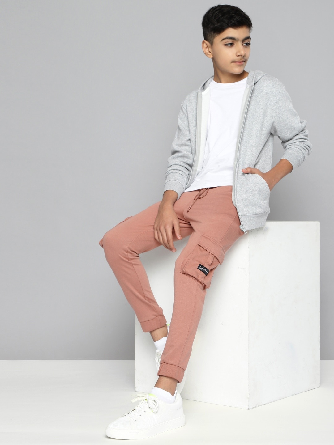 

M&H Juniors Kids Dusty Pink Solid Joggers, Rose