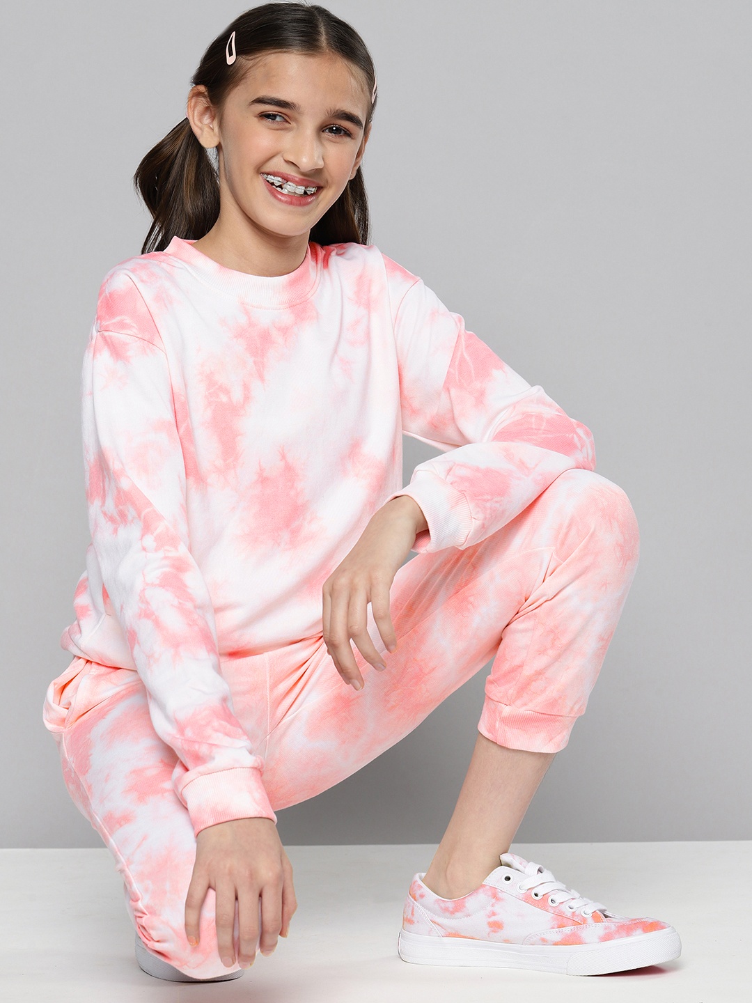 

M&H Juniors Girls Pink Dyed T-shirt with Trousers