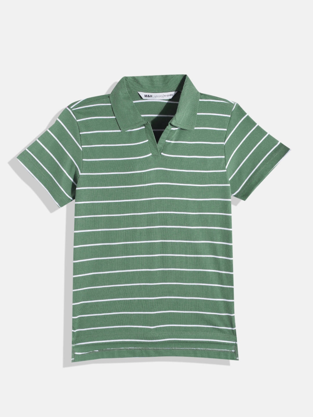 

M&H Juniors Girls Striped Polo Collar T-shirt, Olive