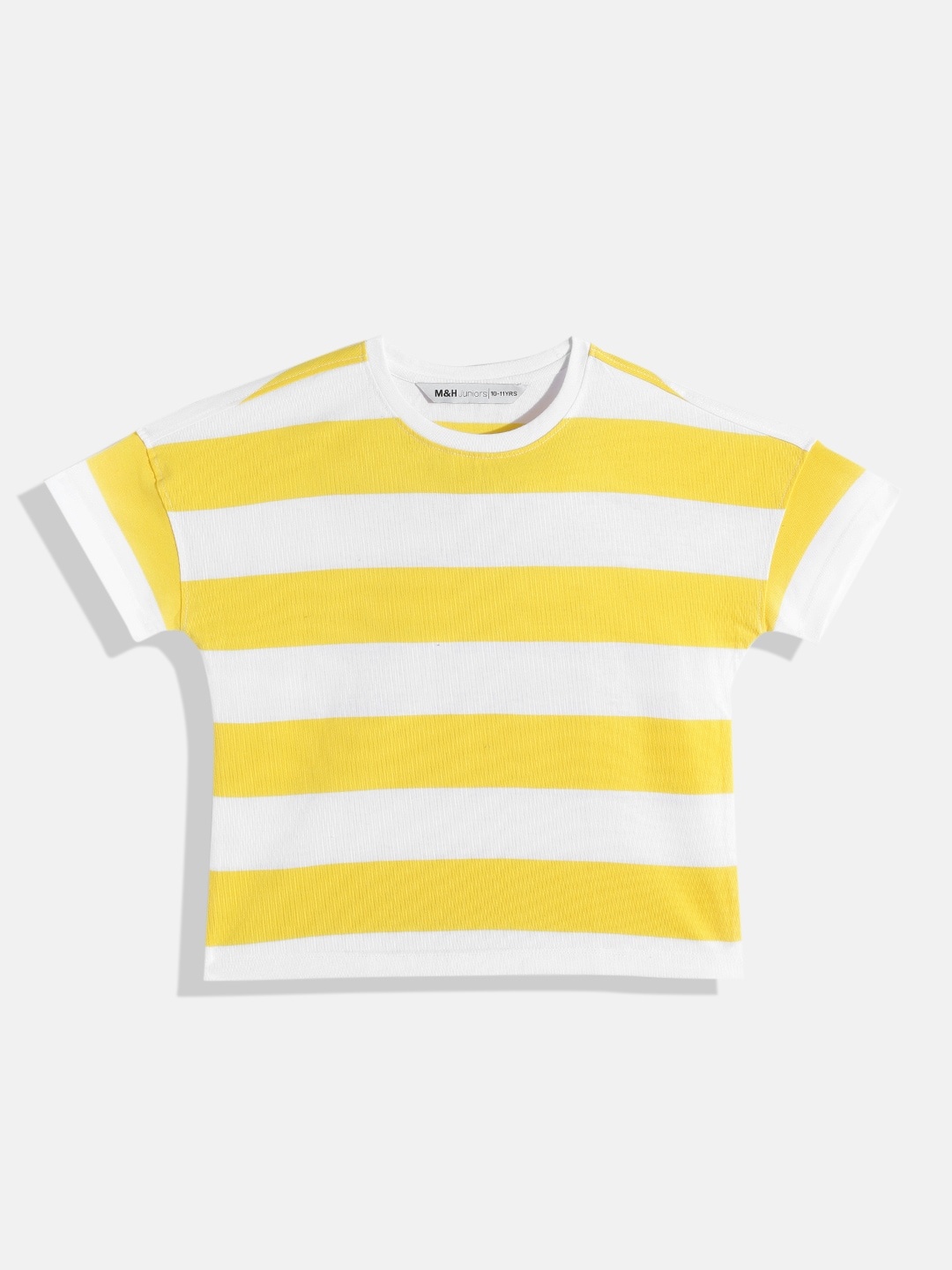 

M&H Juniors Girls Yellow & White Striped T-shirt