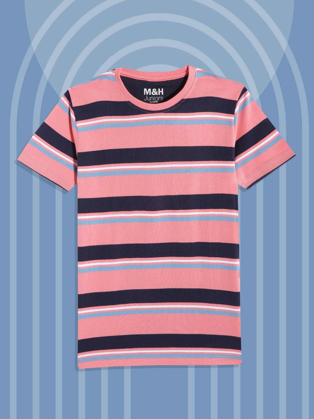 

M&H Juniors Boys Pink & Blue Striped T-shirt