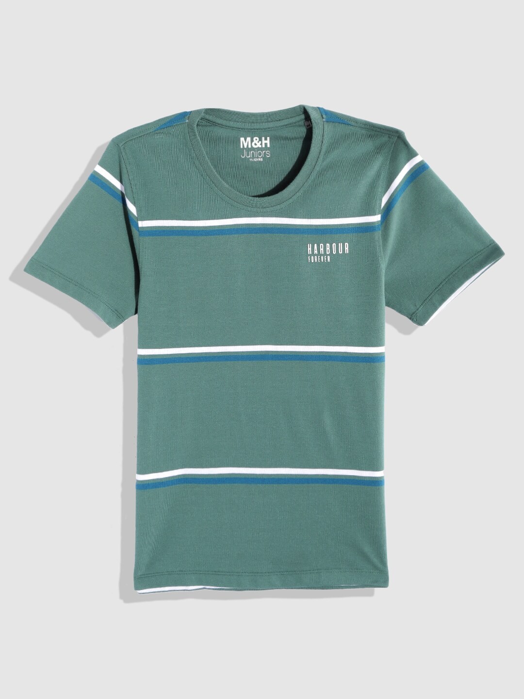 

M&H Juniors Boys Green & White Striped T-shirt