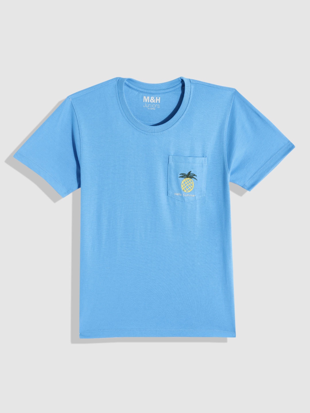 

M&H Juniors Boys Blue Solid T-shirt