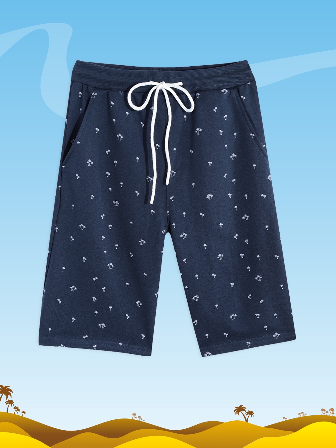 

M&H Juniors Boys Navy Blue & White Printed Shorts