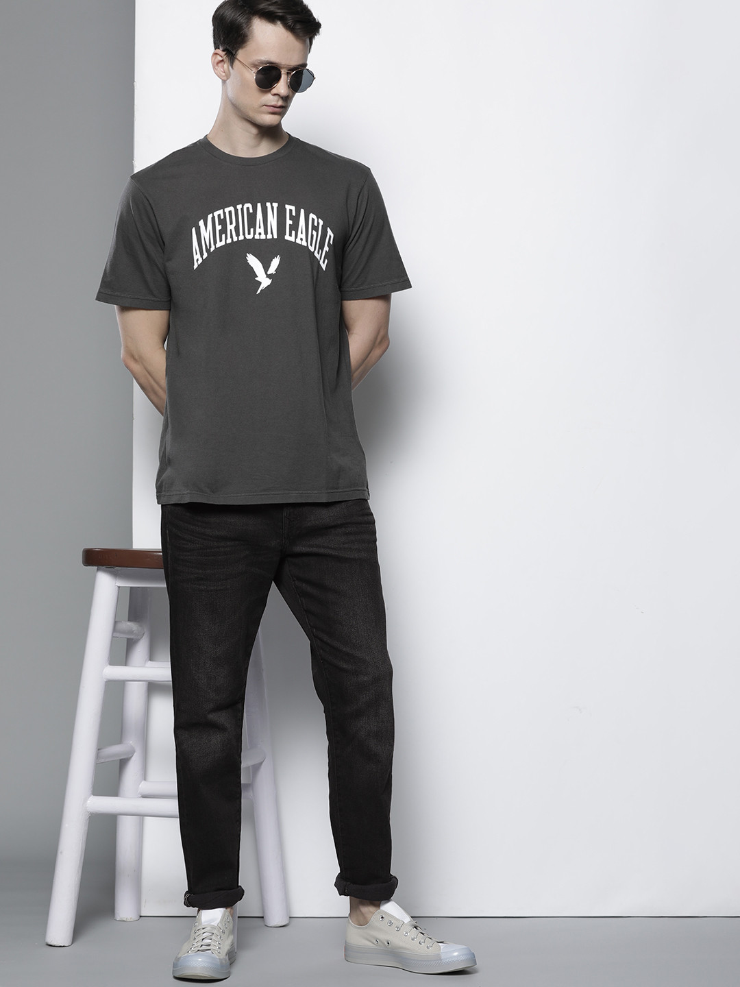 

AMERICAN EAGLE OUTFITTERS Men Black Light Fade Stretchable Jeans
