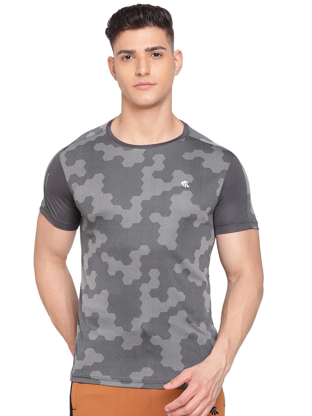 

Gallus Men Charcoal Grey Printed Dri-FIT Training or Gym T-shirt