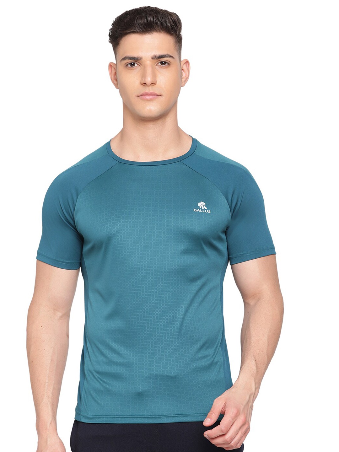 

Gallus Men Turquoise Blue Dri-FIT Training or Gym T-shirt