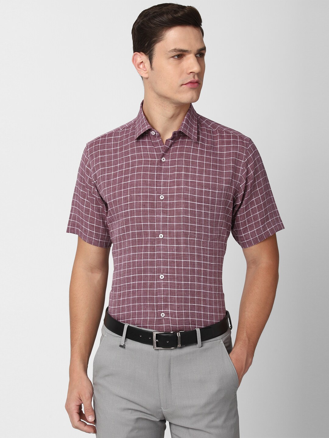 

Van Heusen Men Purple Checked Formal Shirt