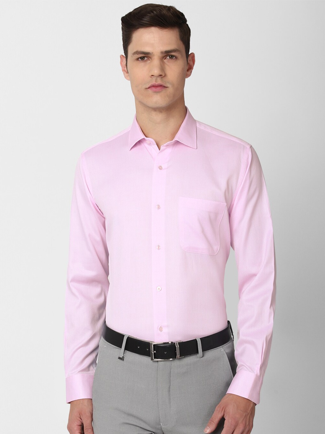 

Van Heusen Men Pink Pure Cotton Textured Formal Shirt